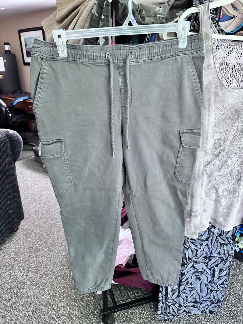 Natural Reflections Olive Drawstring Cargo Joggers
